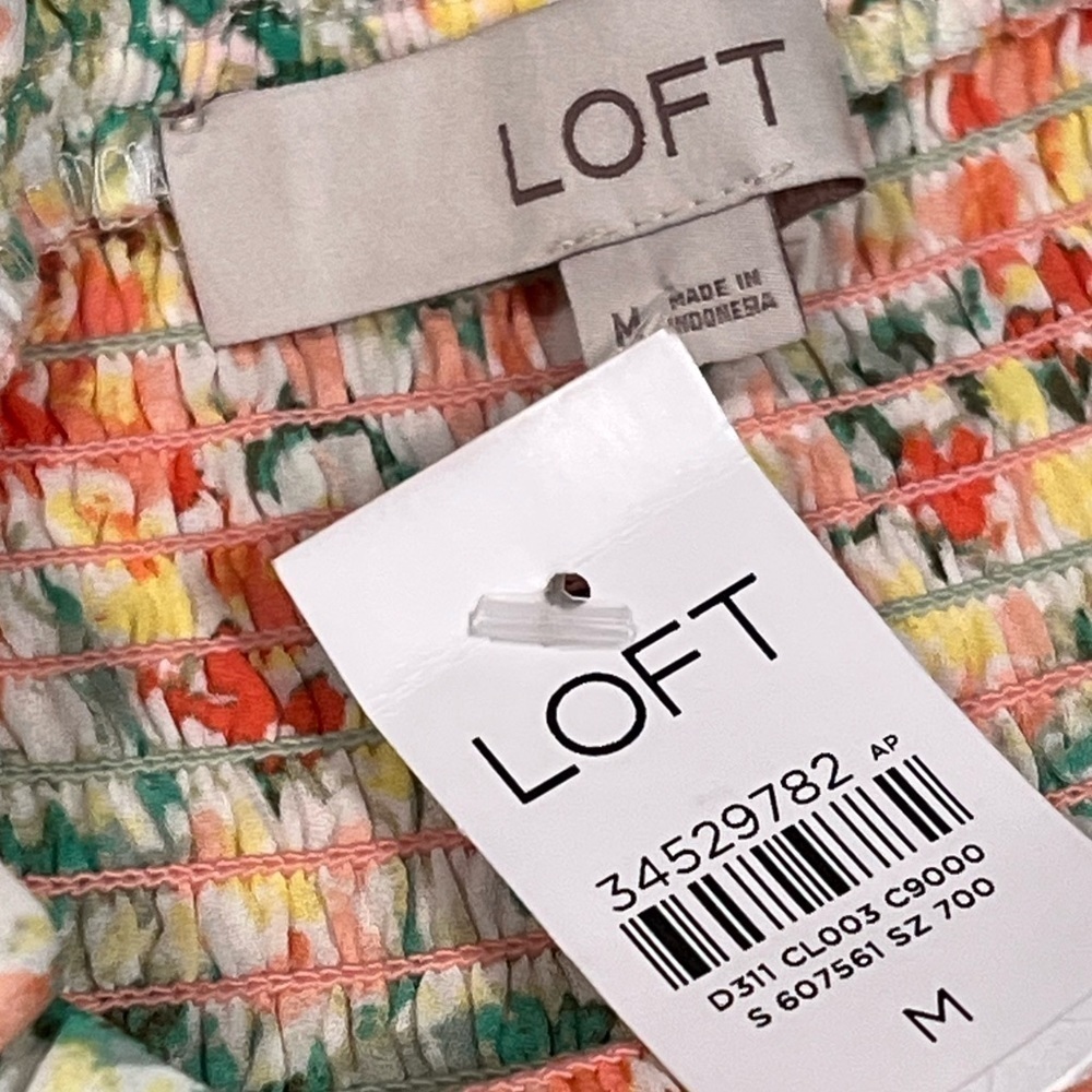 New! Loft Floral Smocked Yoke Blouse - Picture 9 of 9